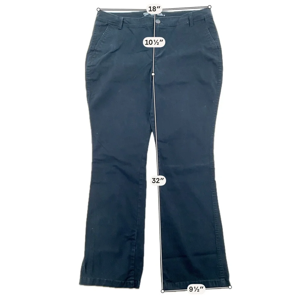 Old Navy Bootcut Khaki Pants Womens 16 Regular Black Mid Rise Stretch Workwear